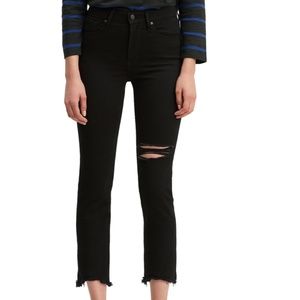 Levi's® Ripped High Rise Straight Leg Crop Raw Hem